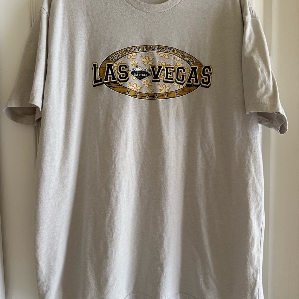 Gildan Light Gray Las Vegas Graphic Tee with Gold & Black Print